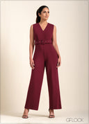 V-Neck Sleeveless Jumpsuit - 221123