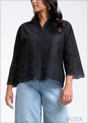 Loose Fitting Embroidered Shirt - 260525
