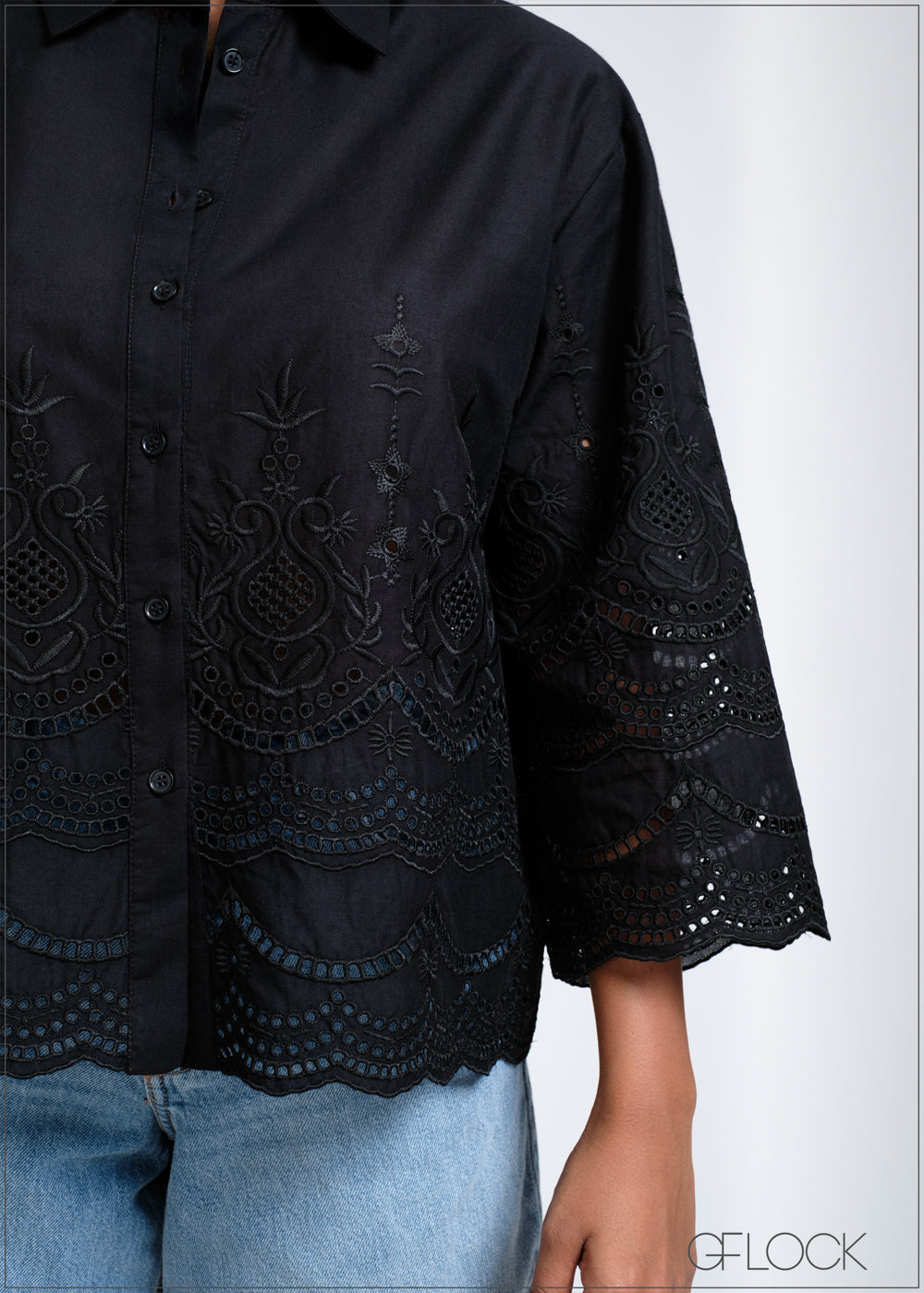 Loose Fitting Embroidered Shirt - 260525