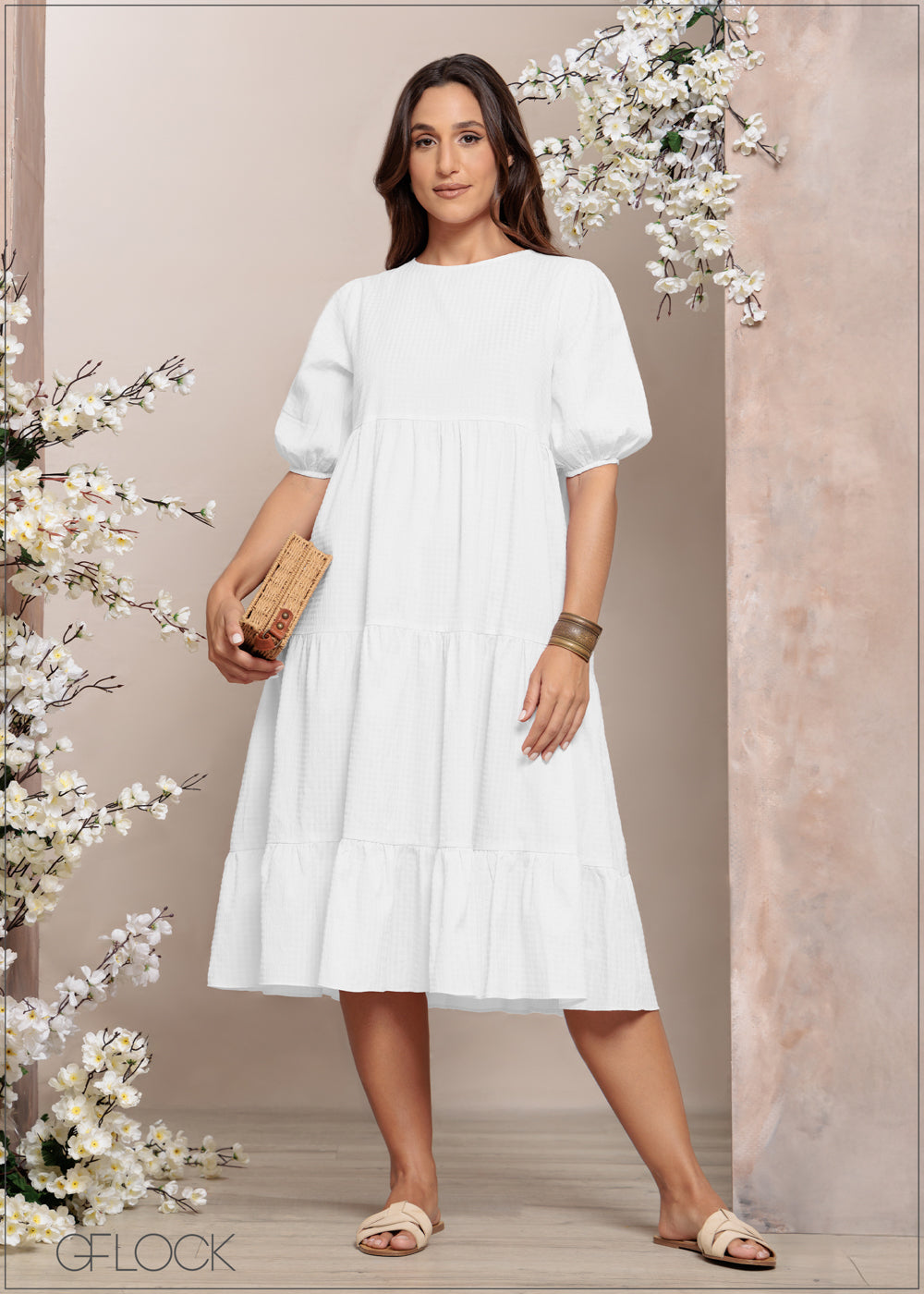 Cotton Tiered Midi Dress - 251124