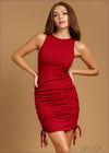 Drawstring Ruched Bodycon Dress - 041223