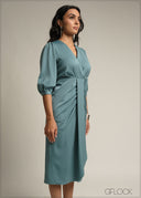 Wrap Detail Midi Dress - 231026