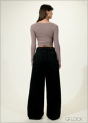 Black Wide Leg Jean - Long Length - 030626