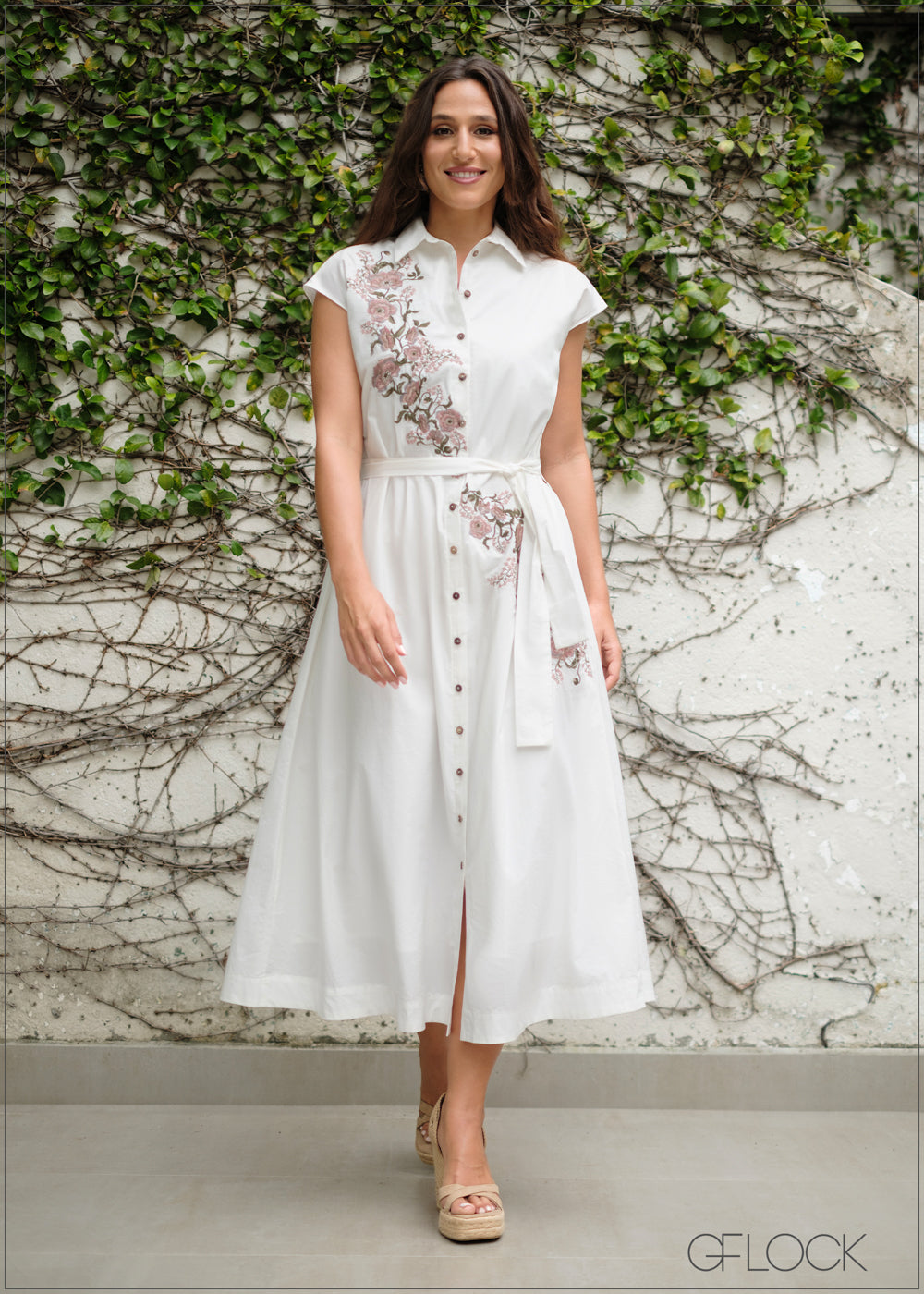 Embroidered Shirt Dress 240724 GFLOCK.LK