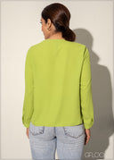 Long Sleeve Top With V-Neck - 120224