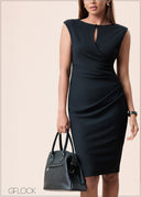 Cap Sleeve Dress With Front Details - 160525