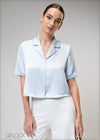 Short Sleeve Lapel Collar Top - 210325