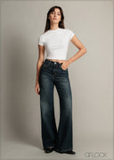 Mid Blue Wide Leg Jean - Short Length - 150726