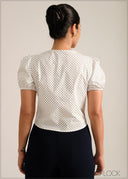 V-Neck Puff Sleeved Top - 261026