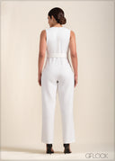 V-Neck Sleeveless Jumpsuit - 221123
