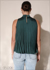 High Neck Sleeveless Pleated Top - 110125