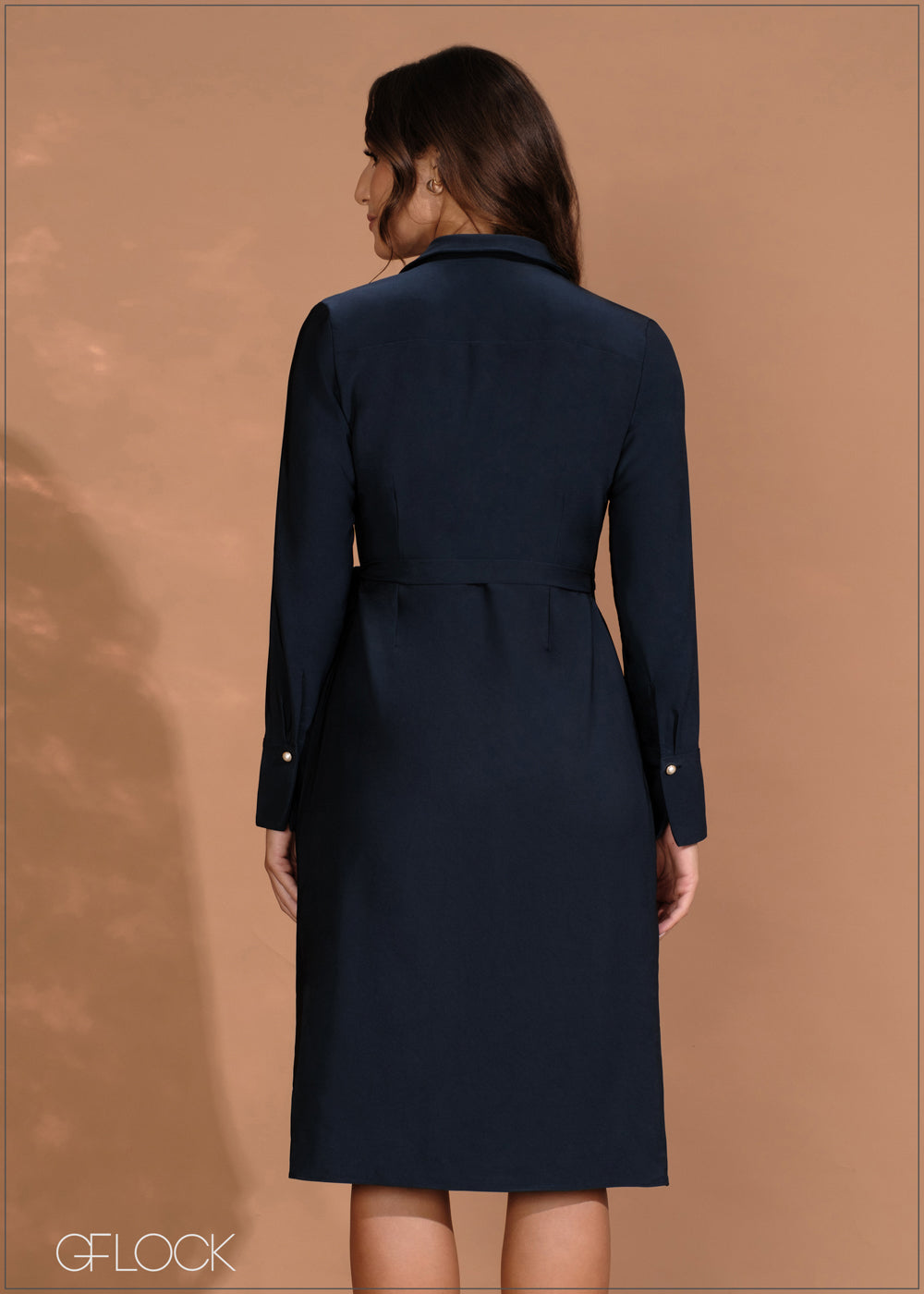 Pleat Detail Wrap Tie-Up Midi Dress 260724 - Main Image