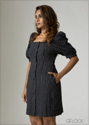 Button Down Stripe Dress - 201026