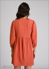 Balloon Sleeve Gauze Dress - 250425