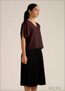 V-Neck Two Tone Top - 261026