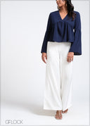 V-Neck Frill Sleeve Top - 260525