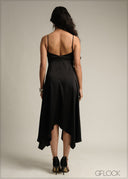 Asymmetric Flare Midi Dress - 231026