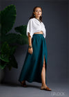 100% Genuine Linen Volume Slit Skirt - 080124