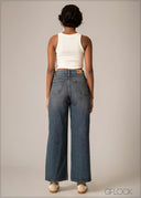 Mid Wash Wide Leg Jean - Long Length - 220826D
