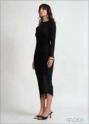 Long Sleeve Side Ruche Dress - 201224