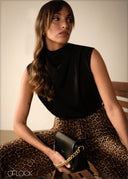 Sleeveless High Neck Cowl Top - 271125