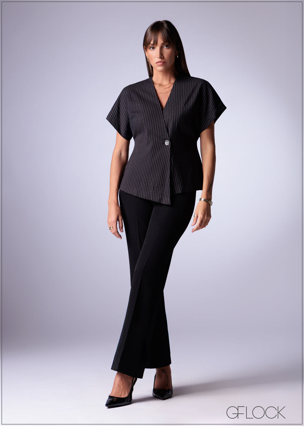 Pinstripe Trim Detail Top - 241225