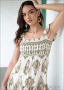 Printed Smocking Dress - 040425