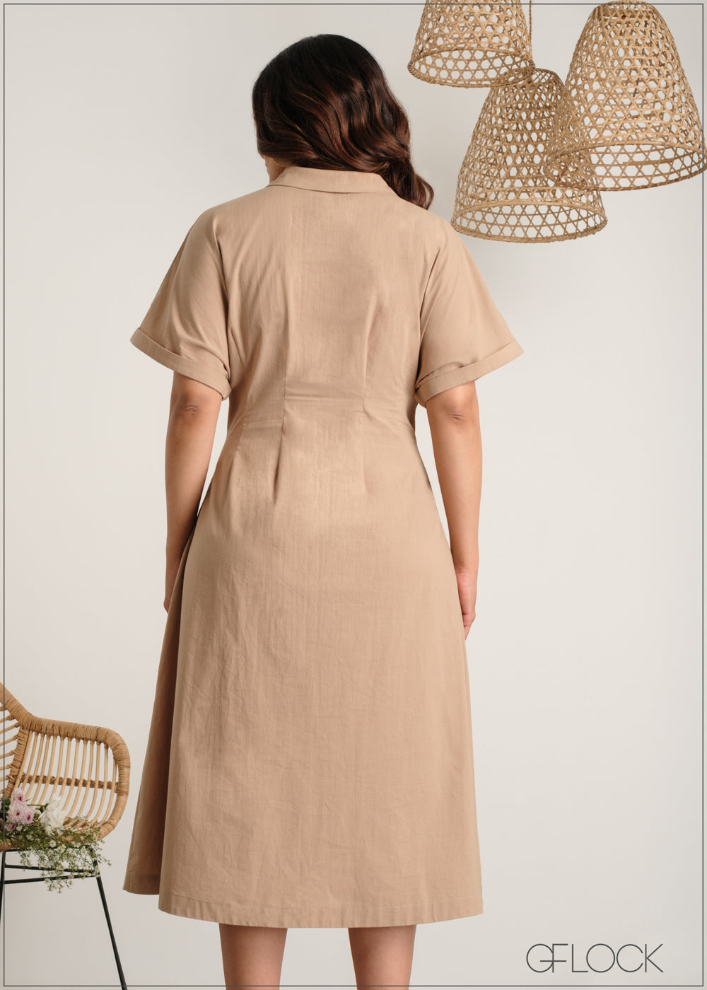 V-Necked Button Down Dress - 060625