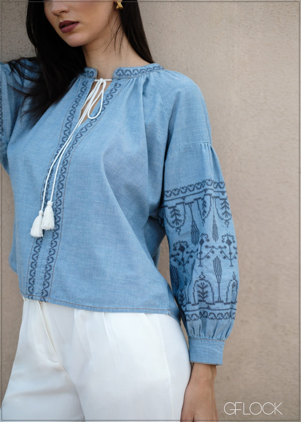 Embroidery Denim Shirt - 090425