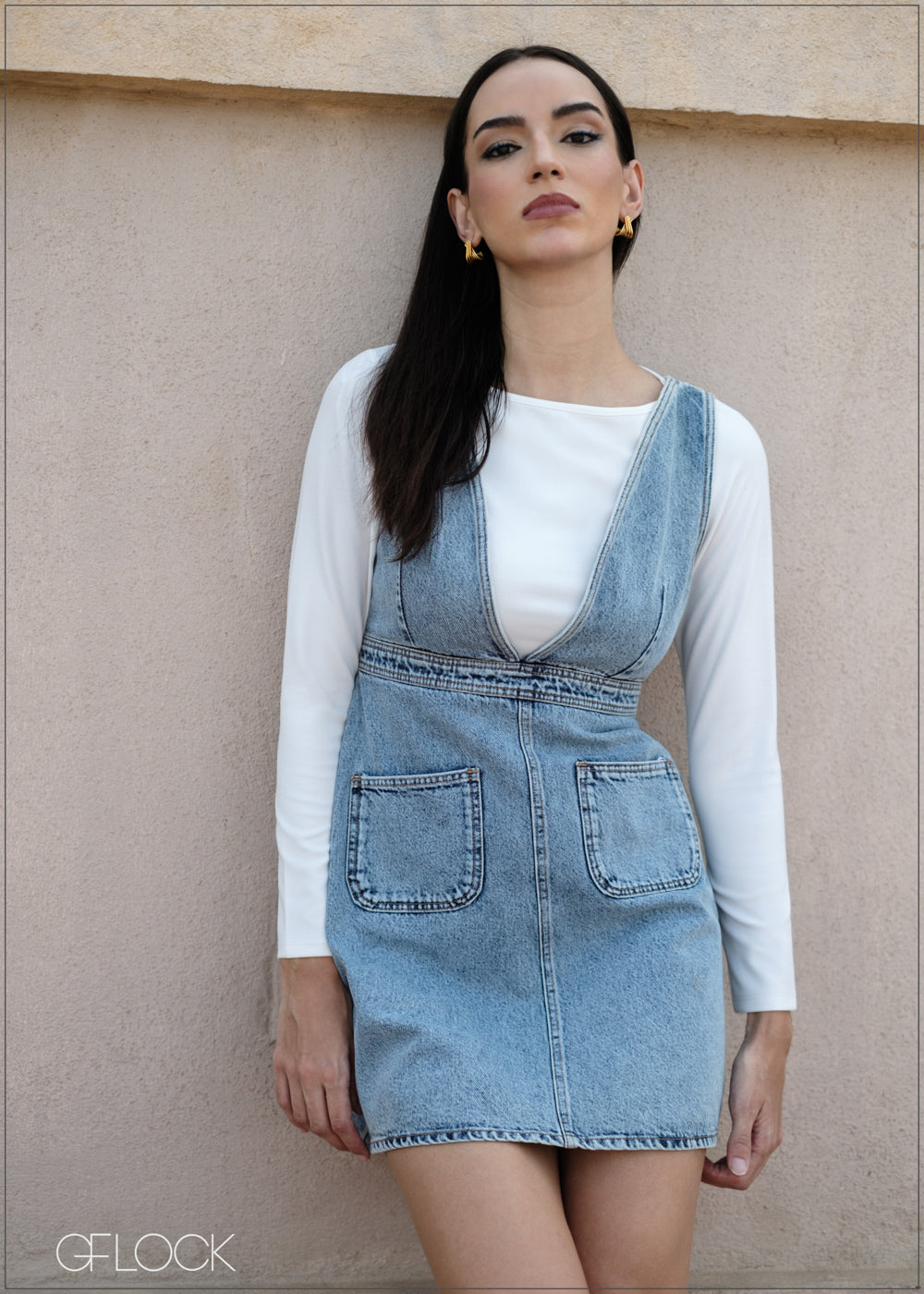 Denim Dungaree Dress Outfit Denim Pinafore Long Dress Outfit River Island Denim Pinafore Overall Outfit Outfit