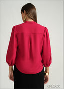 Balloon Sleeved Button-Down Shirt - 160226