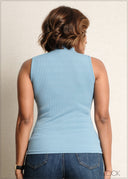 High Neck Sleeveless Rib Top - 090525