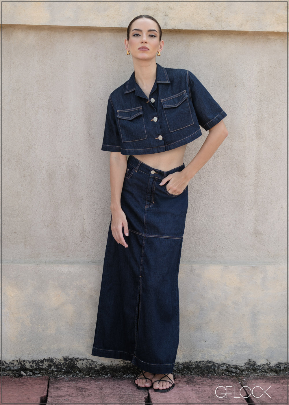 Denim Long Skirt - 090425