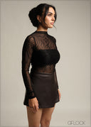 Asymmetric Leather Skort - 231026