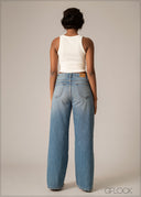 Mid Blue Wide Leg Jean - Long Length - 220826D