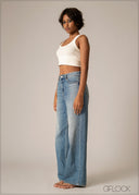 Mid Blue Wide Leg Jean - Long Length - 220826D