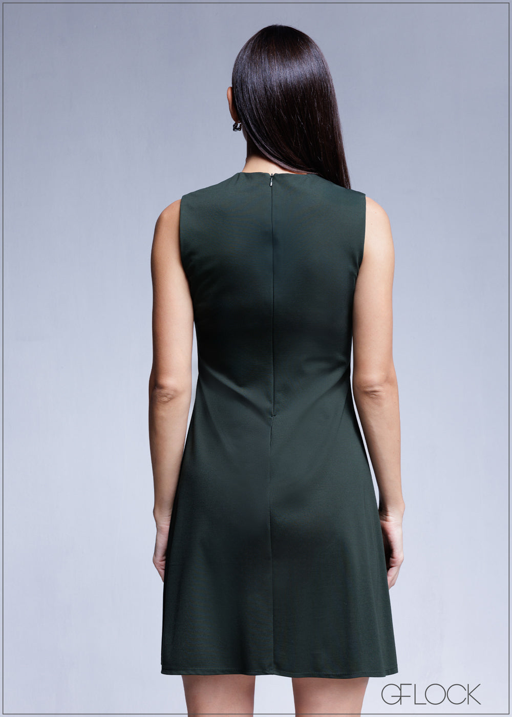 Sleeveless Dress With Front Pleat - 100425