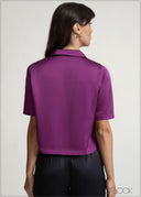 Short Sleeve Lapel Shirt Collar Top - 150526