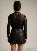 Asymmetric Leather Skort - 231026