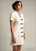 Button Detail Mini Dress - 231026