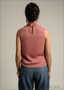 High Neck Sleeveless Cowl Top - 231026