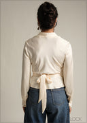 Tie Detail Long Sleeve Top - 231026