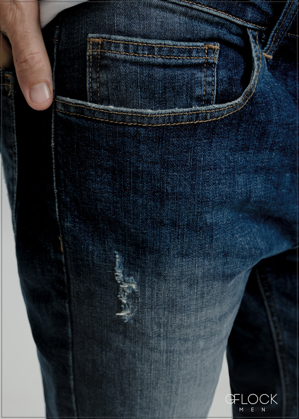Dark Wash Slim Fit Ripped Jean - Short Length - 121125