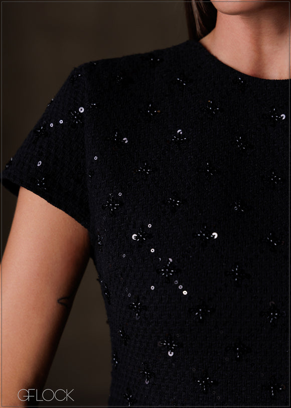 Embellished Mini Dress - 191225