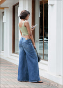 Palazzo Denim Pant - Short Length - 241026