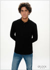 Half Placket Long Sleeve T-Shirt - 030125