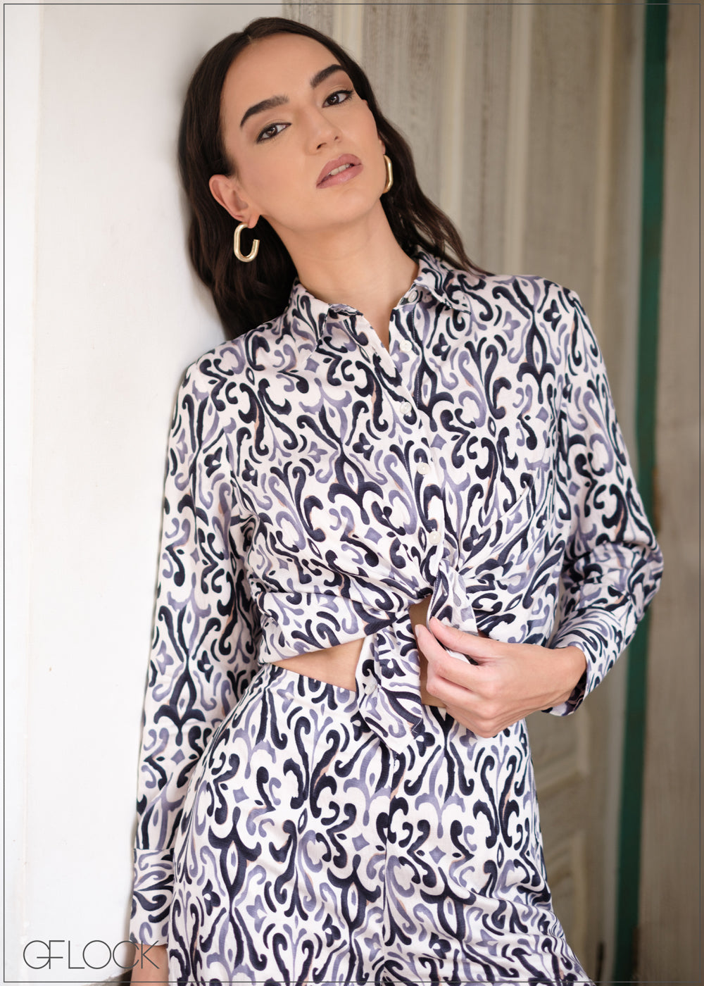 Abstract Printed Wide Leg Pant - 040425