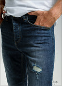 Dark Wash Slim Fit Ripped Jean - Long Length - 121125