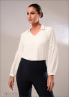 Long Sleeve Top With Ladder Lace Trim - 120124