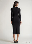 Mock Wrap Cut-Out Dress - 150526